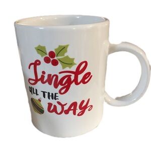 Festive White Mug with Red and Green Design